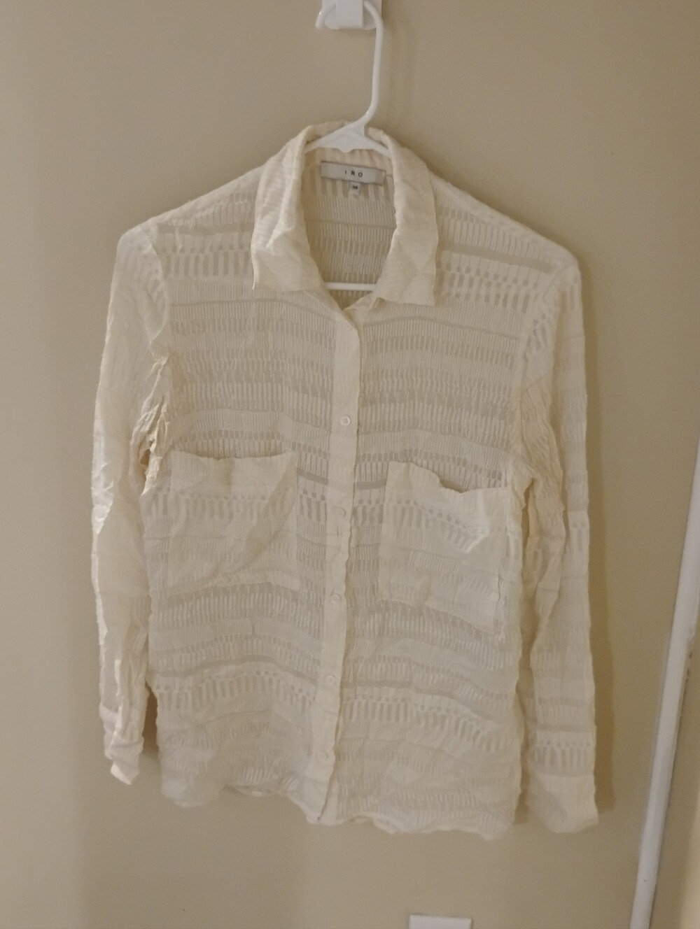 IRO Textured Alaina Womens Collared Button Down Top Shirt Sz 38
